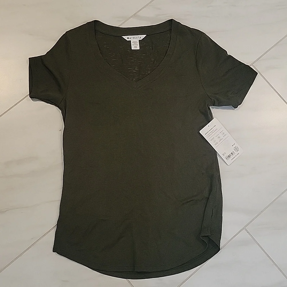 Athleta Olive Green Short Sleeve Tee - Picture 12 of 12
